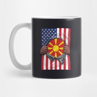 Macedonia Flag American Flag Ripped - Gift for Macedonian From Macedonia Mug